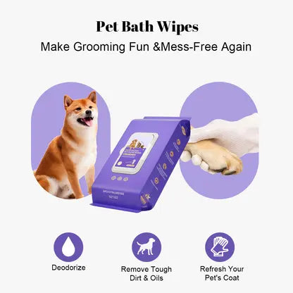 Pet Cleaning Glove Wipes:No-Rinse Waterless Bath(6/12/20 Pack)