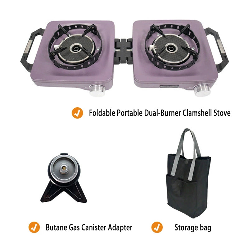 Campvella | Foldable Double-Burner Camping Stove – Portable Split Gas Cooktop