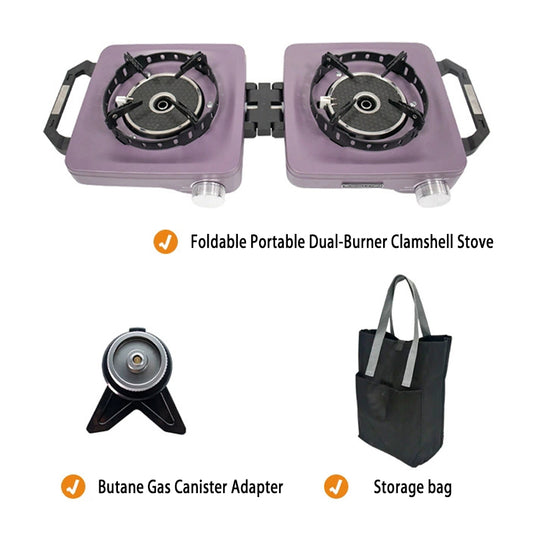 Campvella | Foldable Double-Burner Camping Stove – Portable Split Gas Cooktop