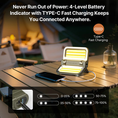 2400LM Solar-Powered Lithium Battery Flood Light