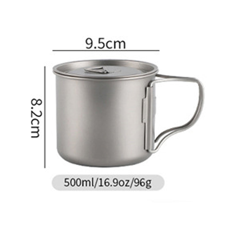 Titanium Camping Mug with Lid – Ultralight Outdoor Cup 350/500/700ml | Campvella