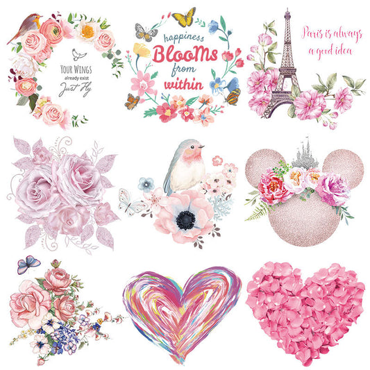Romantic Floral Heat Transfer Design Set (9 Designs)