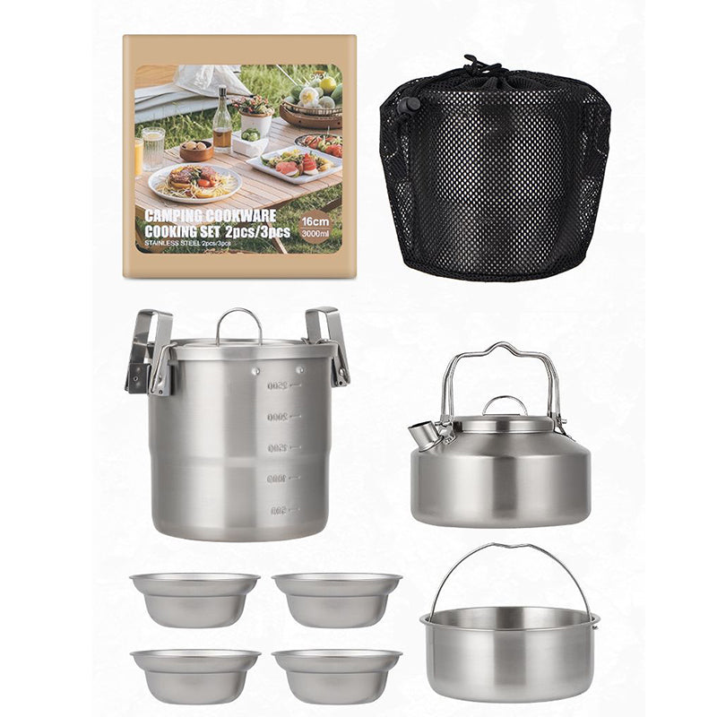 7-Piece Stainless Steel Camping Cookware Set