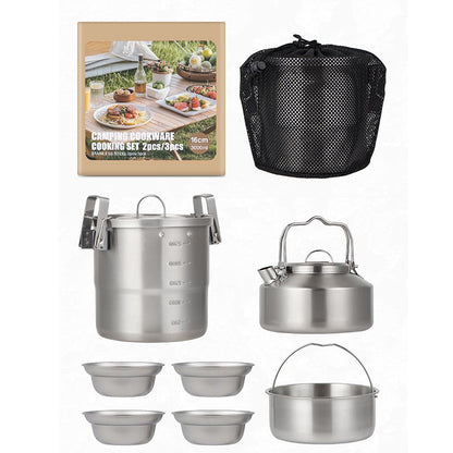 7-Piece Stainless Steel Camping Cookware Set