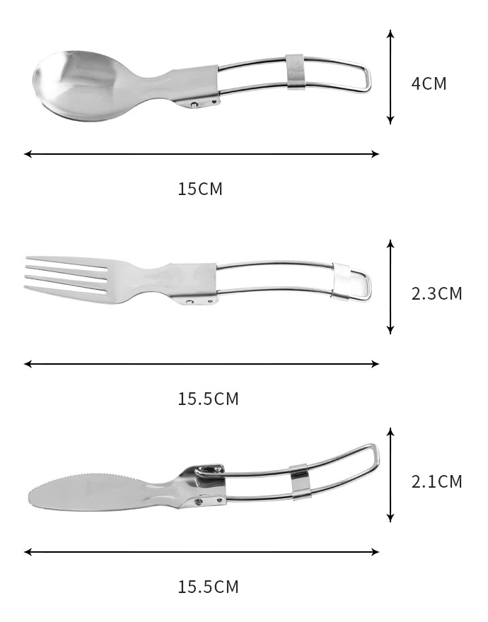 Portable Camping Cutlery Set – Stainless Steel Fork Spoon Knife with Carry Pouch | Campvella