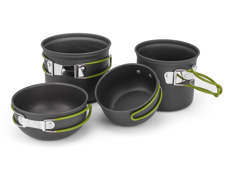 Camping Cookware Set for 2–3 People – Non-Stick Aluminum Pot Set DS-201 | Campvella