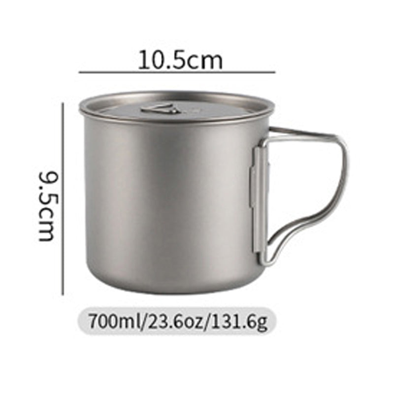 Titanium Camping Mug with Lid – Ultralight Outdoor Cup 350/500/700ml | Campvella