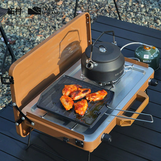 Foldable Dual-Burner Outdoor Camping Gas Stove