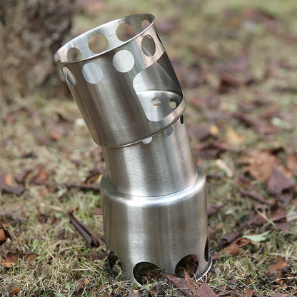 Portable Stainless Steel Wood-Burning Camp Stove with Cookware Set