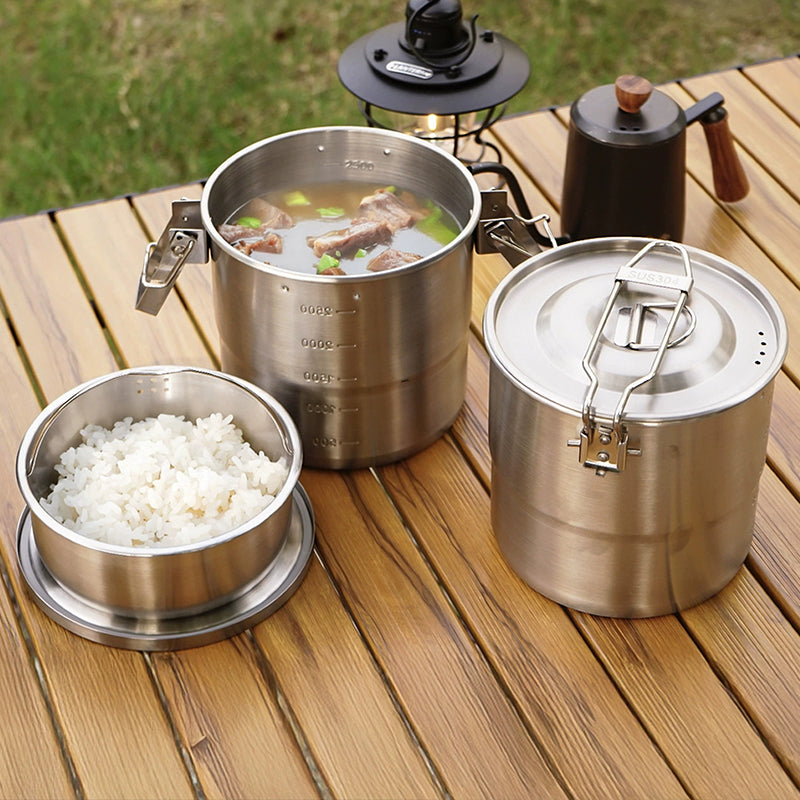 7-Piece Stainless Steel Camping Cookware Set