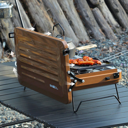 Foldable Dual-Burner Outdoor Camping Gas Stove
