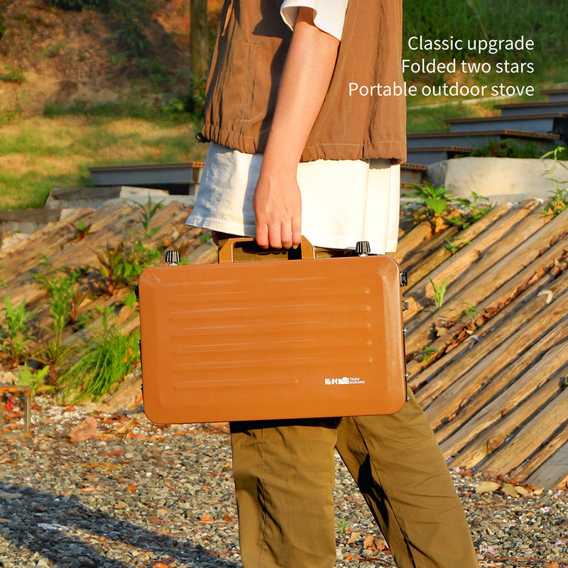 Foldable Dual-Burner Outdoor Camping Gas Stove