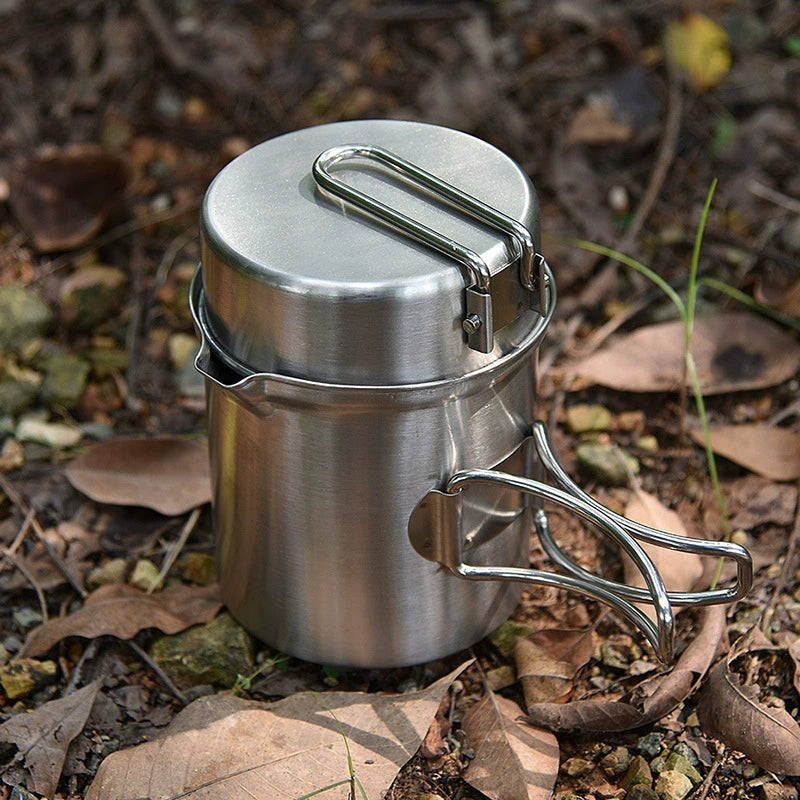 Portable Stainless Steel Wood-Burning Camp Stove with Cookware Set