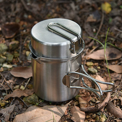 Portable Stainless Steel Wood-Burning Camp Stove with Cookware Set