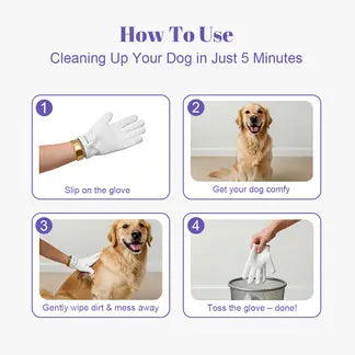 Pet Cleaning Glove Wipes:No-Rinse Waterless Bath(6/12/20 Pack)