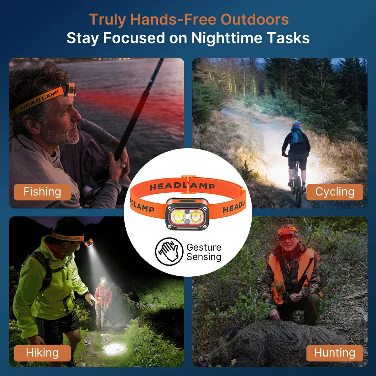 Ultra-Light Gesture Control Running headlamp