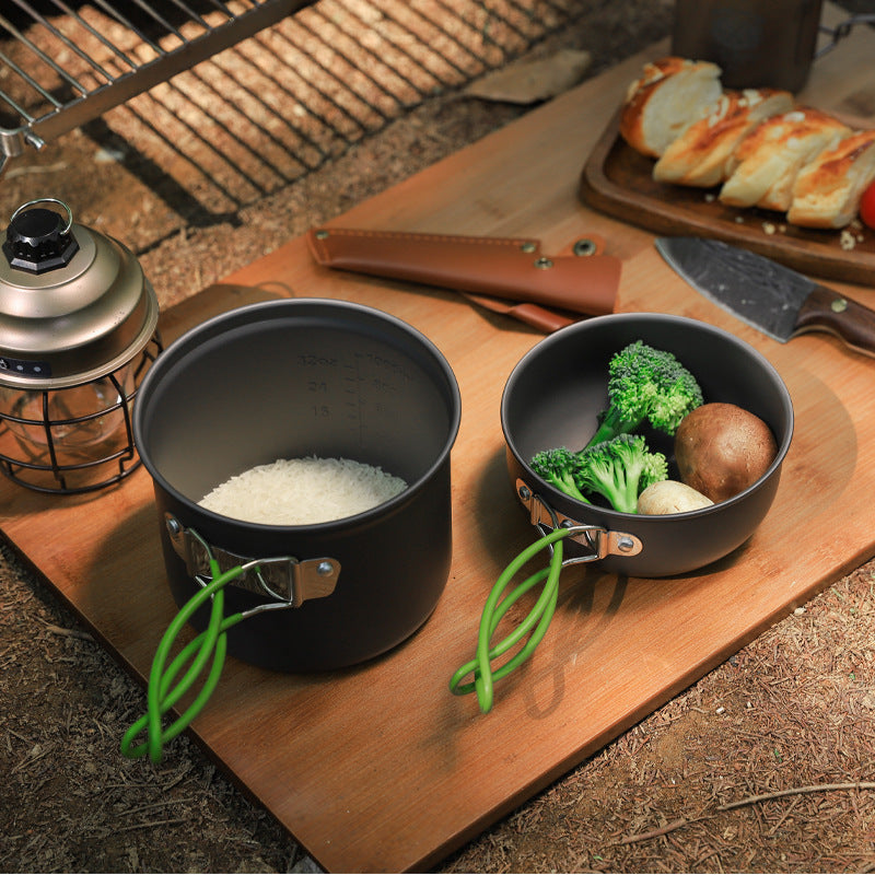 Camping Cookware Set for 2–3 People – Non-Stick Aluminum Pot Set DS-201 | Campvella